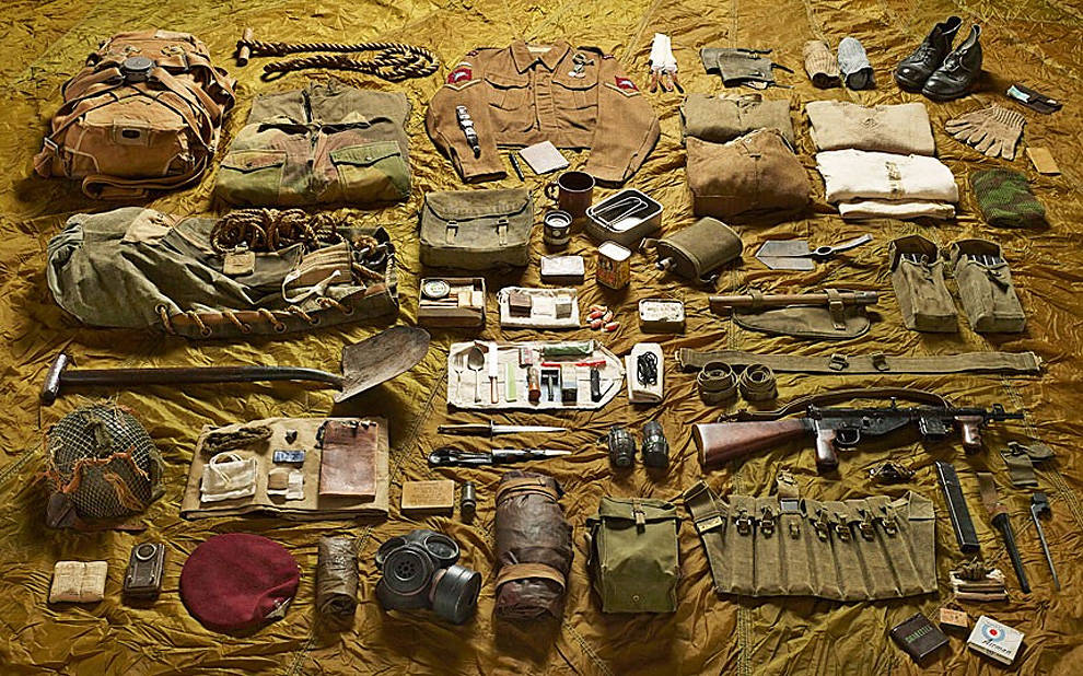 Equipment carried by a solider during World War Two